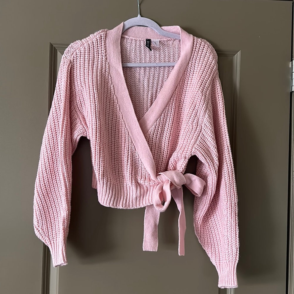 Pink wrap sweater